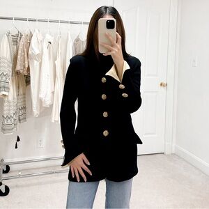 St. John Evening Gold Gemstone Button Front Blazer Jacket in Black